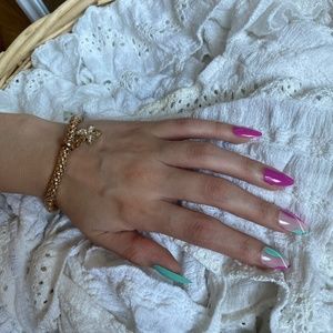 Yellow Gold Bracelet,  Gold Chain Bracelet, Butterfly Charm With Zircon Gemst